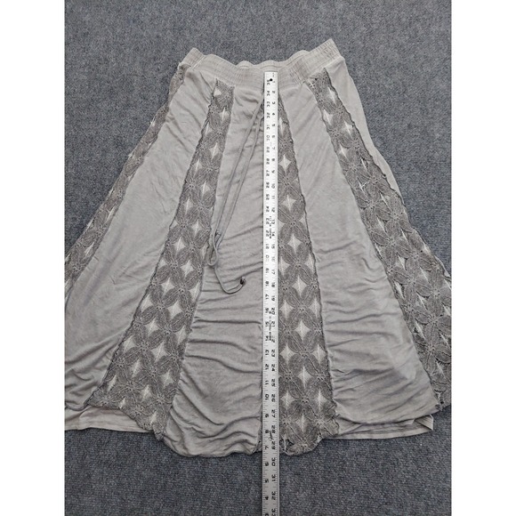 Soft Surroundings Skirt Women Petite medium Gray Flowy Boho maxi Scalloped Lined - Picture 6 of 10
